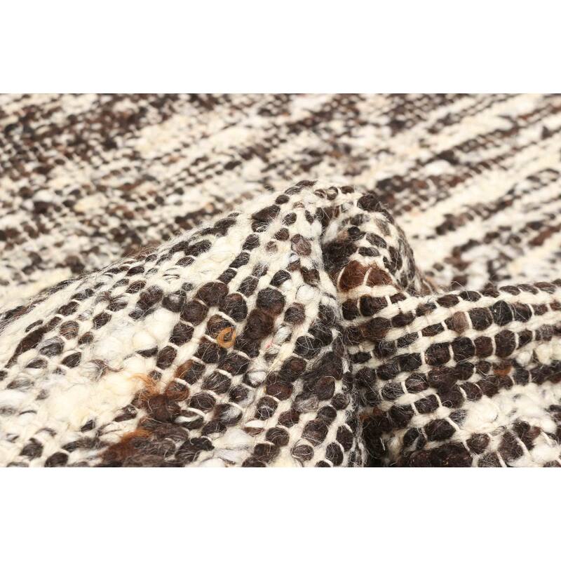 ECARPETGALLERY Braid weave Sienna Dark Brown Wool Rug - 6'1 x 9'0