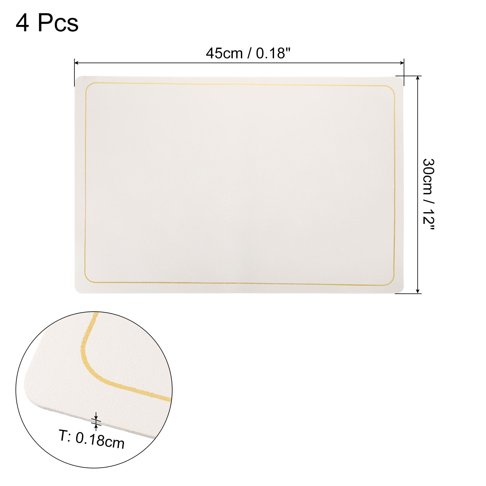 4Pcs Faux Leather Placemats for Dinner Table, Rectangle Mats