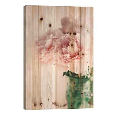 Pink Peonies On White II Print On Wood by Chelsea Victoria - Multi-Color