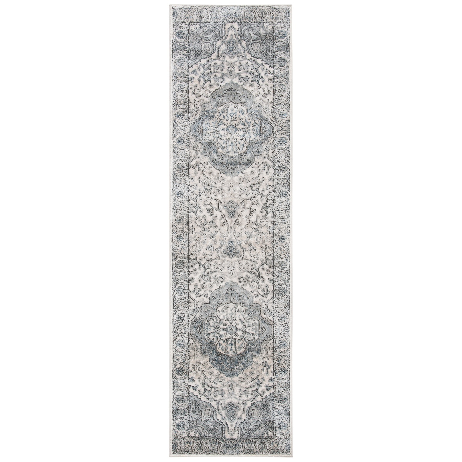 2'2 x 8' Ivory Navy SAFAVIEH Oregon Collection ORE883N Oriental Distressed Non-Shedding Living Room Entryway Foyer Hallway Bedroom Runner 