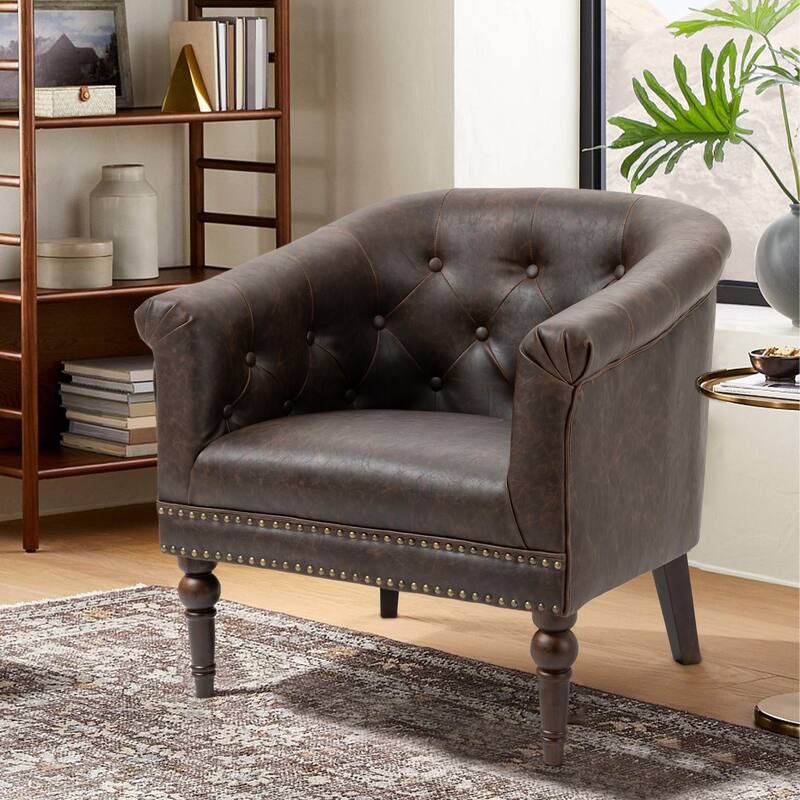 25 " Wide Tufted Accent Chair Armchair - CHOCOLATE - SINGLE