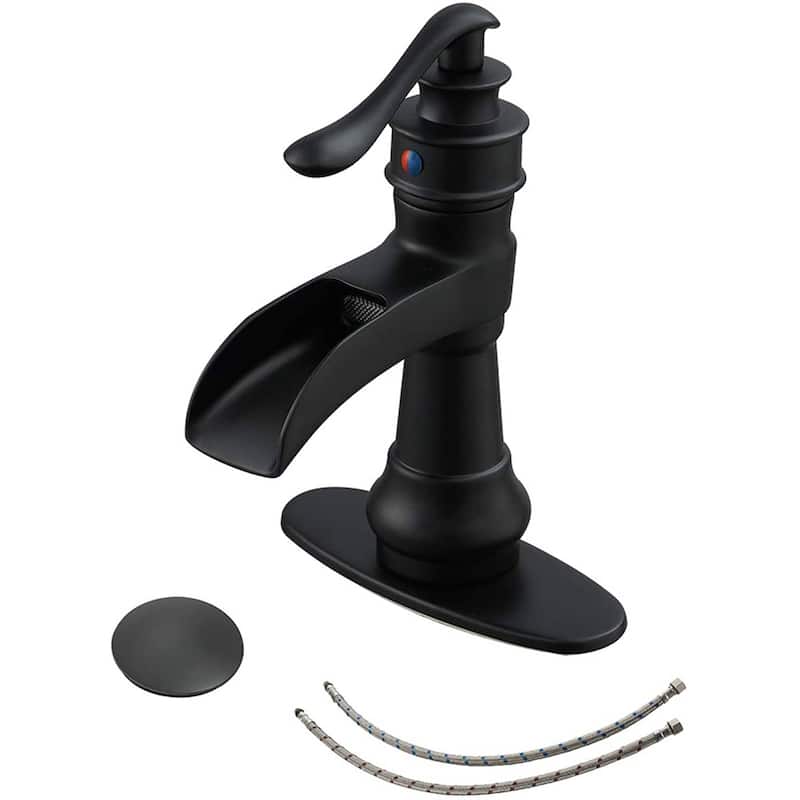 Waterfall Single Handle Bathroom Faucet With Drain Assembly Single Hole Bathroom Sink Faucets Modern Basin Vanity Mixer Taps