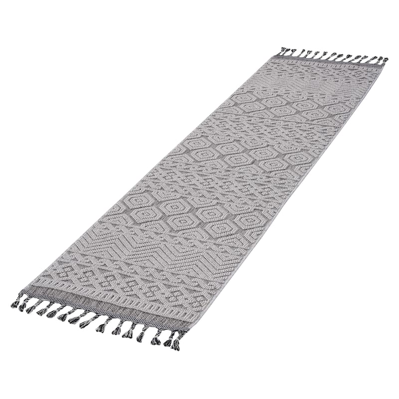 LOOM & LUXE Collection 2X8 Geometric Indoor/Outdoor Area Rug - 96" D x 26" W x 0.28" H