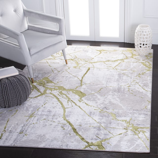 SAFAVIEH Amelia Fietje Modern Abstract Distressed Rug - 3' x 5' - Grey/Green