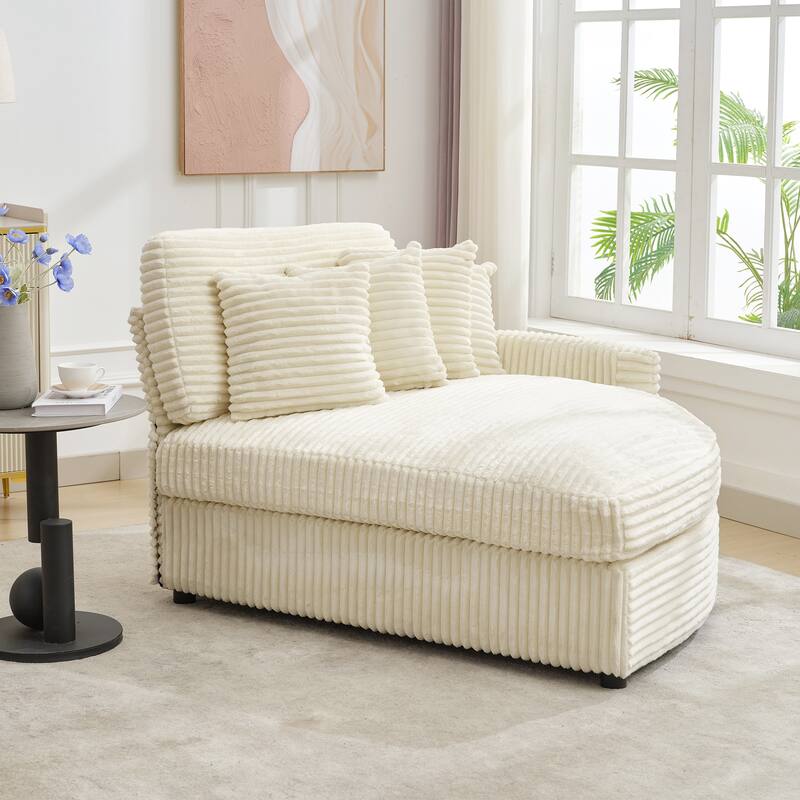 Oversized Fan-shaped Corduroy Couch, 2-piece Sectional Sofa with 4 & 8 Throw Pillows