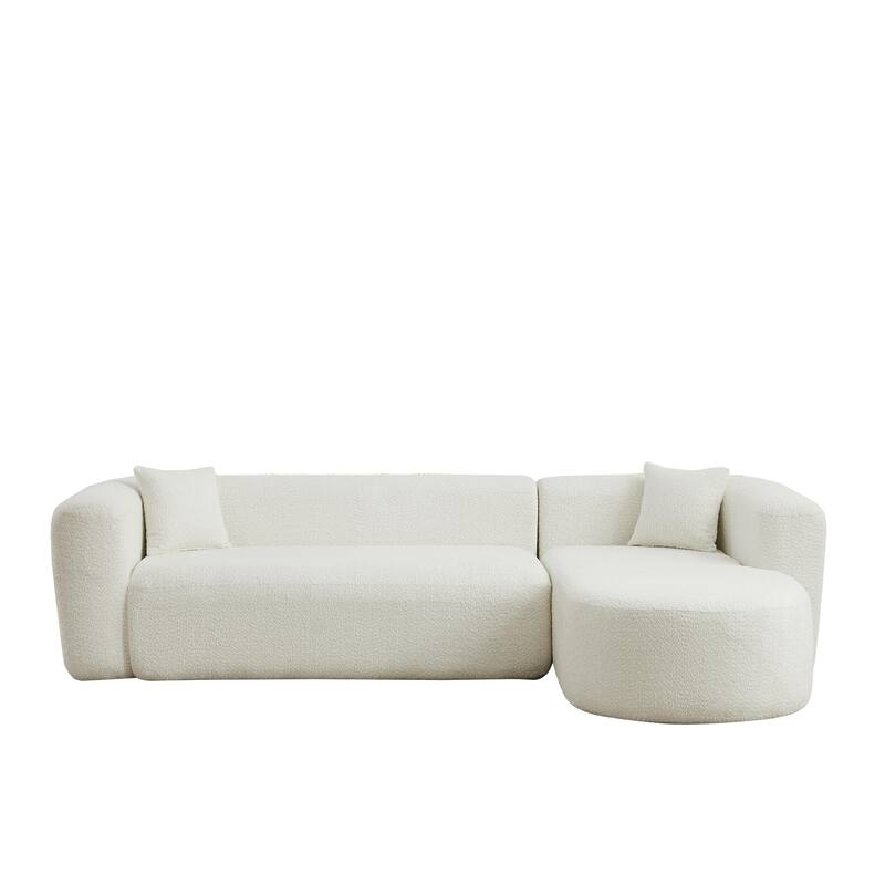 L-Shaped Modular Sectional Sofa, Comfy Chenille Boneless Cloud Couch, Corner Deep Seat Sofa with 2 Throw Pillows