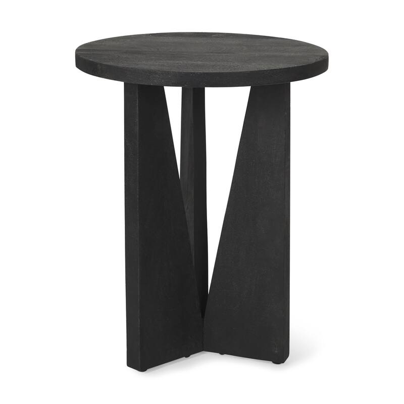 HomeRoots 18" Black Solid Wood and Wood Tray Table - 18.00 in. x 22.50 in. x 18.00 in.