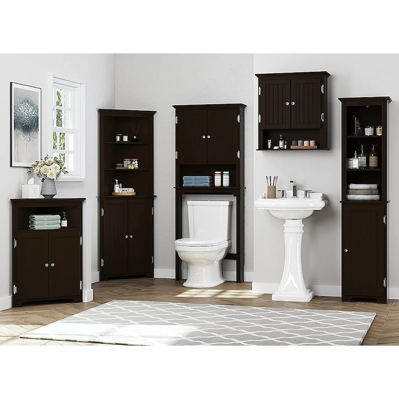 UTEX Bathroom Storage Over The Toilet, Bathroom Cabinet Organizer with Adjustable Shelves and Double Doors