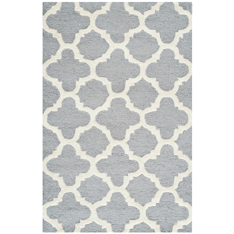 SAFAVIEH Handmade Cambridge Touria Modern Moroccan Wool Rug - 2' x 3' - Silver/Ivory