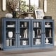 preview thumbnail 84 of 88, 100% Solid Wood Sideboard with Glass or Solid Wood Doors by Palace Imports - 64" x 35.75" Antique Blue - Glass