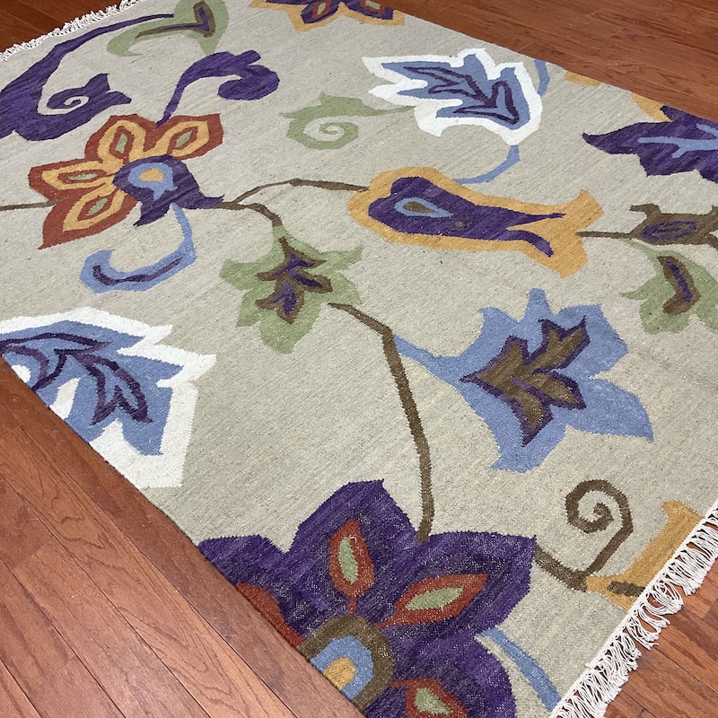 HERAT ORIENTAL Handmade 5'1 x 7'6 Vegetable Dye Wool Kilim - 5'1" x 7'6"