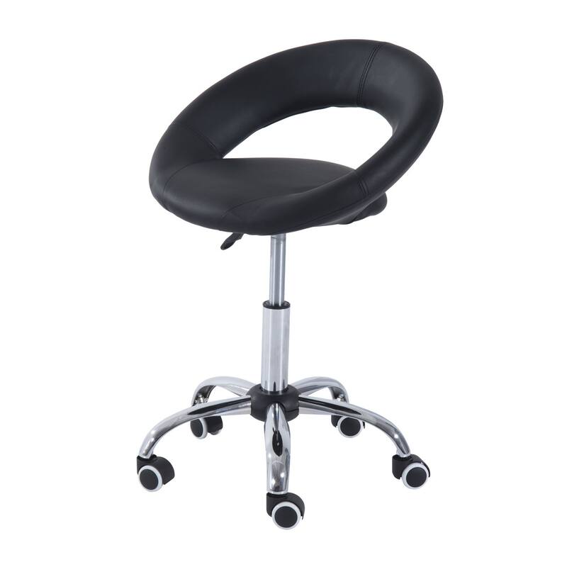 Carbon Loft Einthoven Black Hydraulic Adjustable Rolling Massage Open Back Chair - 19.67*21.16*30.71