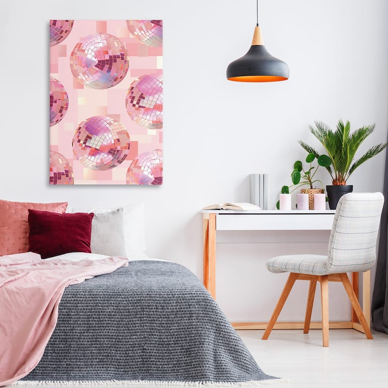 Stupell Feminine Pink Disco Balls Canvas Wall Art Design By LSR Design Studio