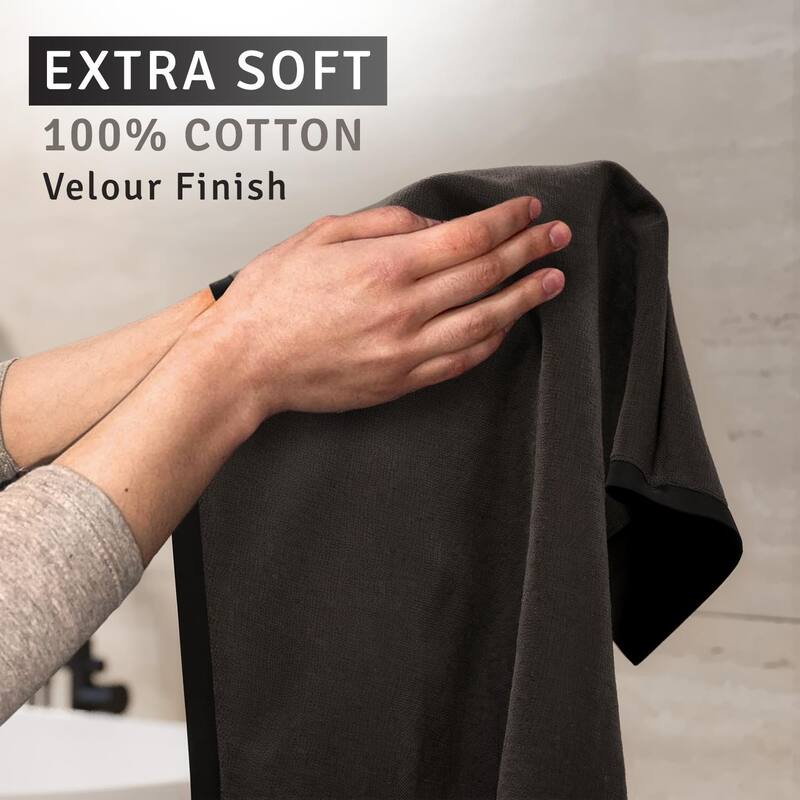Creative Scents Black Cotton Velour Fingertip Towels Set of 4