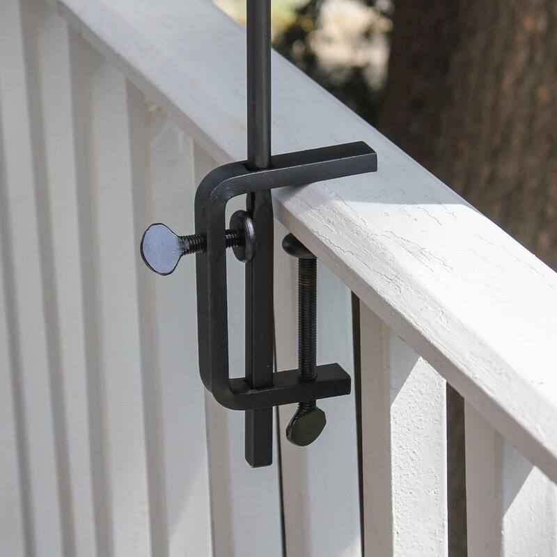 Achla Designs Height Adjustable Rail Mounted Pole, 40 Inch Tall, Black Powder Coat Finish