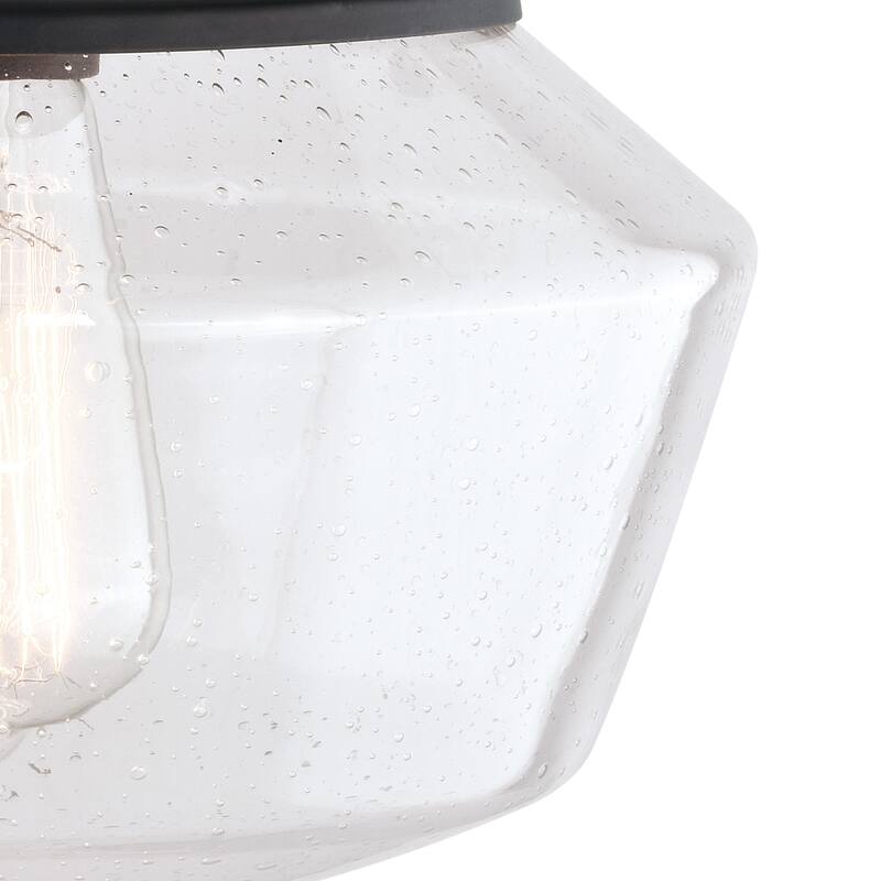 Collins Black Farmhouse Outdoor Flush Mount Ceiling Light Clear Schoolhouse Glass - 10-in. W x 10.5-in. H x 10-in. D