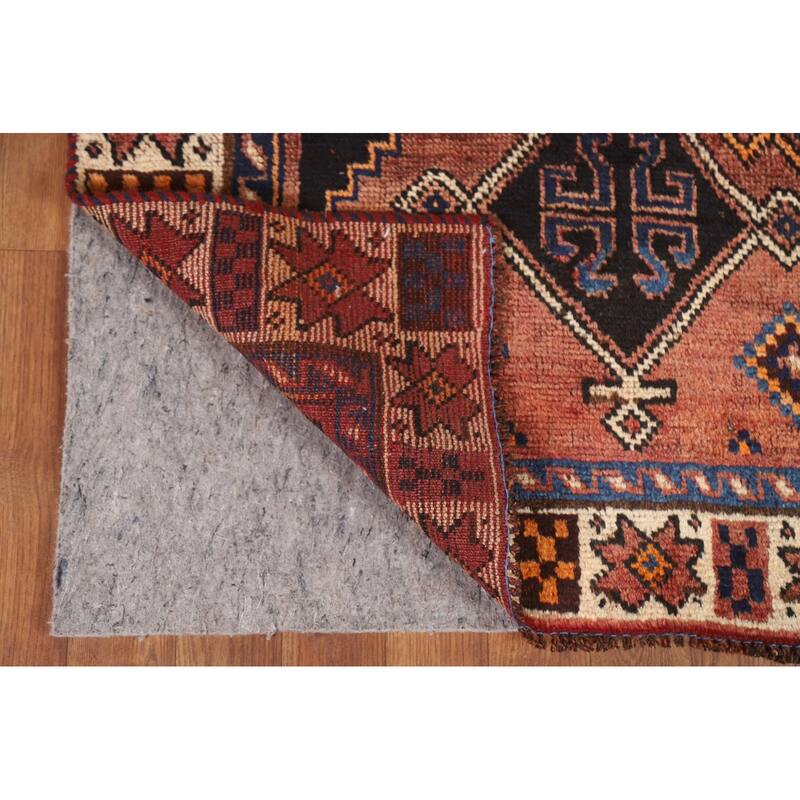 Hand Knotted Oriental 100% Wool Carpet Traditional Geometric Oranges & Rust Qashqai Area Rug - 9' 1'' X 4' 9''