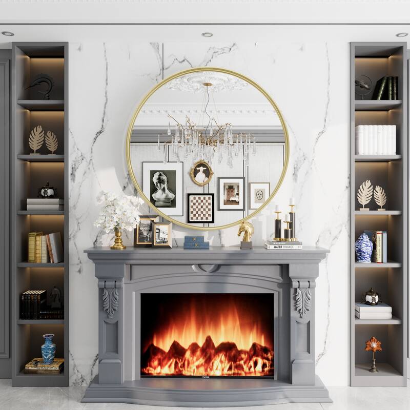 Round Tempered Glass and Metal Framed French Cleat Mounted Wall Bathroom / Vanity Mirror