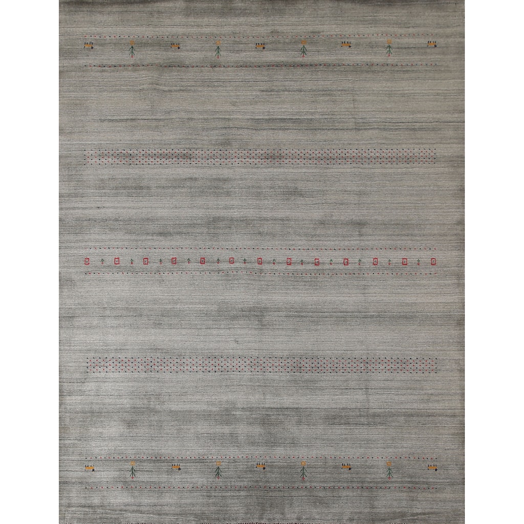 Tribal Gabbeh Area Rug Hand-Knotted Wool Carpet - 8'4"x 9'8"