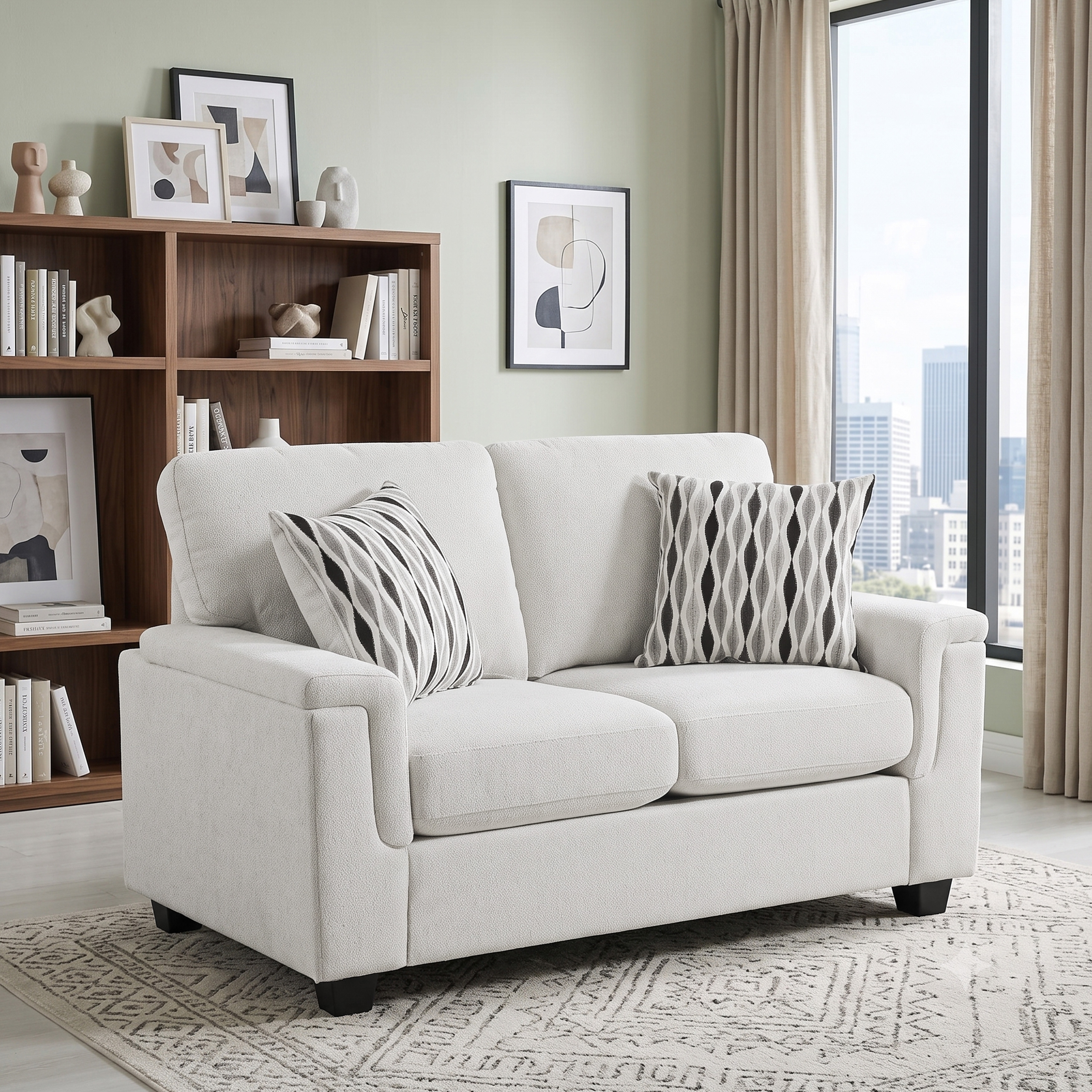 Bellavue 60" Chenille 2-Seater Loveseat with Decor Pillows
