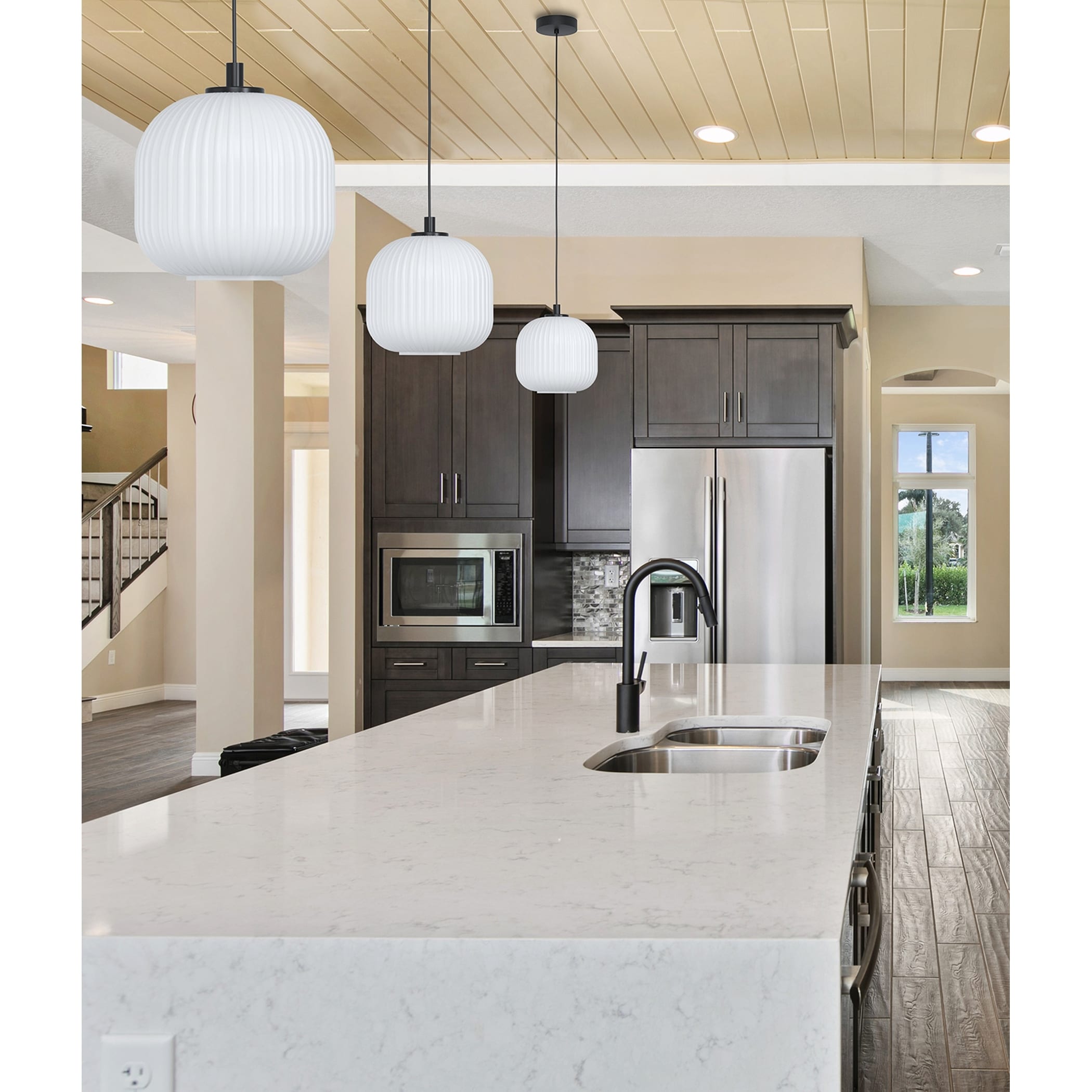 Mantunalle 1-Light Pendant with Ribbon Glass Shade