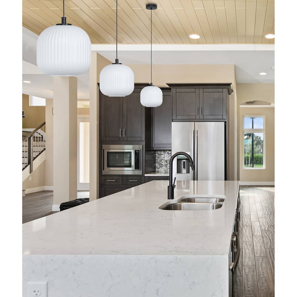 Mantunalle 1-Light Pendant with Ribbon Glass Shade