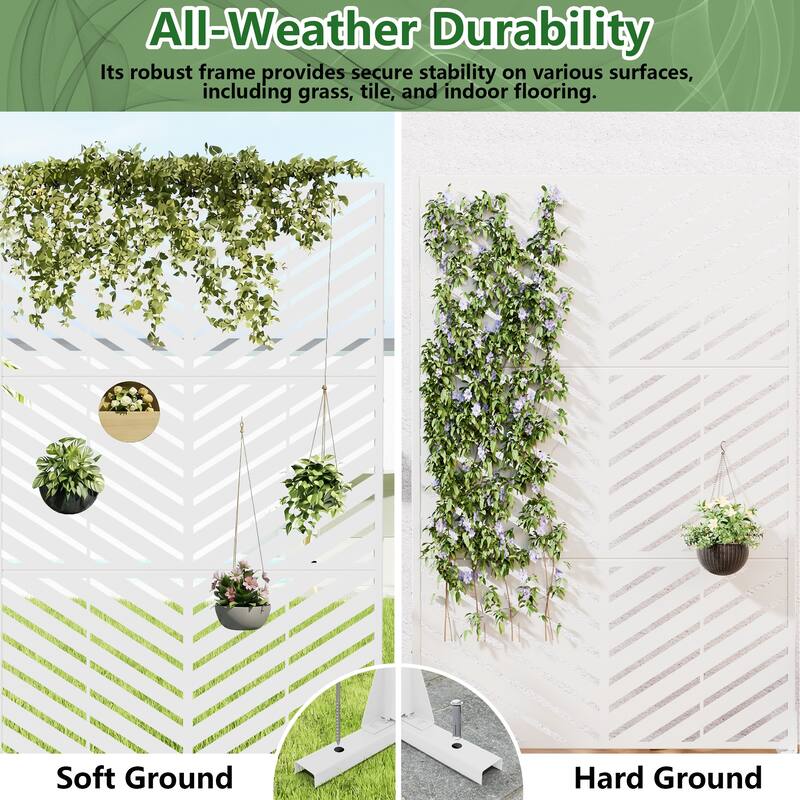 Outdoor Privacy Screen with Stand for Patio Garden Metal Fence Set of 2