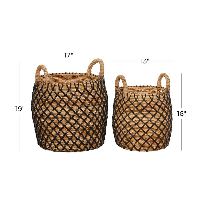 Brown Banana Leaf Coastal Storage Basket (Set of 2)