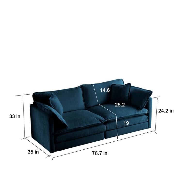6-Seat Chenille Sectional Sofa Set (3+2+1) with Deep Seats