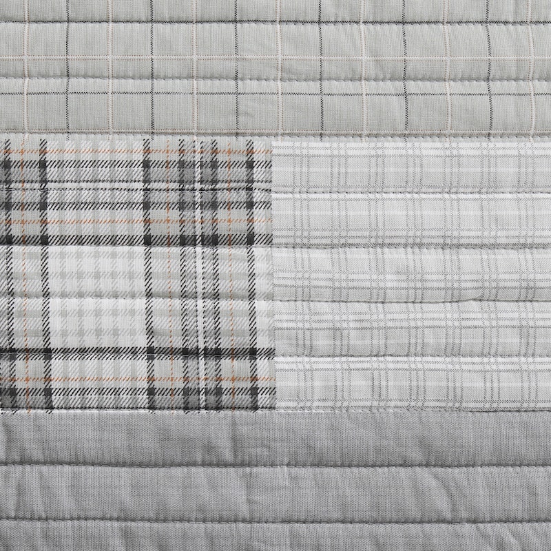 Eddie Bauer Fairview Grey Cotton Lightweight Reversible Quilt Set