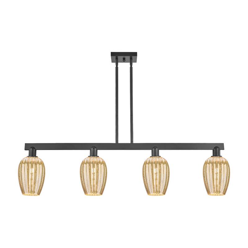 Innovations Lighting 716-4I-13-48 Preston Linear Flute Preston 4 Light - Matte Black / Mercury