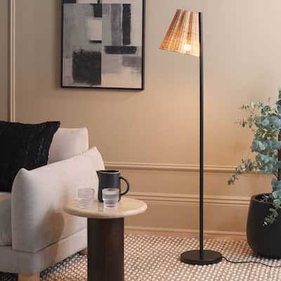 SAFAVIEH Lighting Mio 60-inch Task Reading Floor Lamp (LED Bulb Included) - Natural/Black - 10Wx14Dx59H