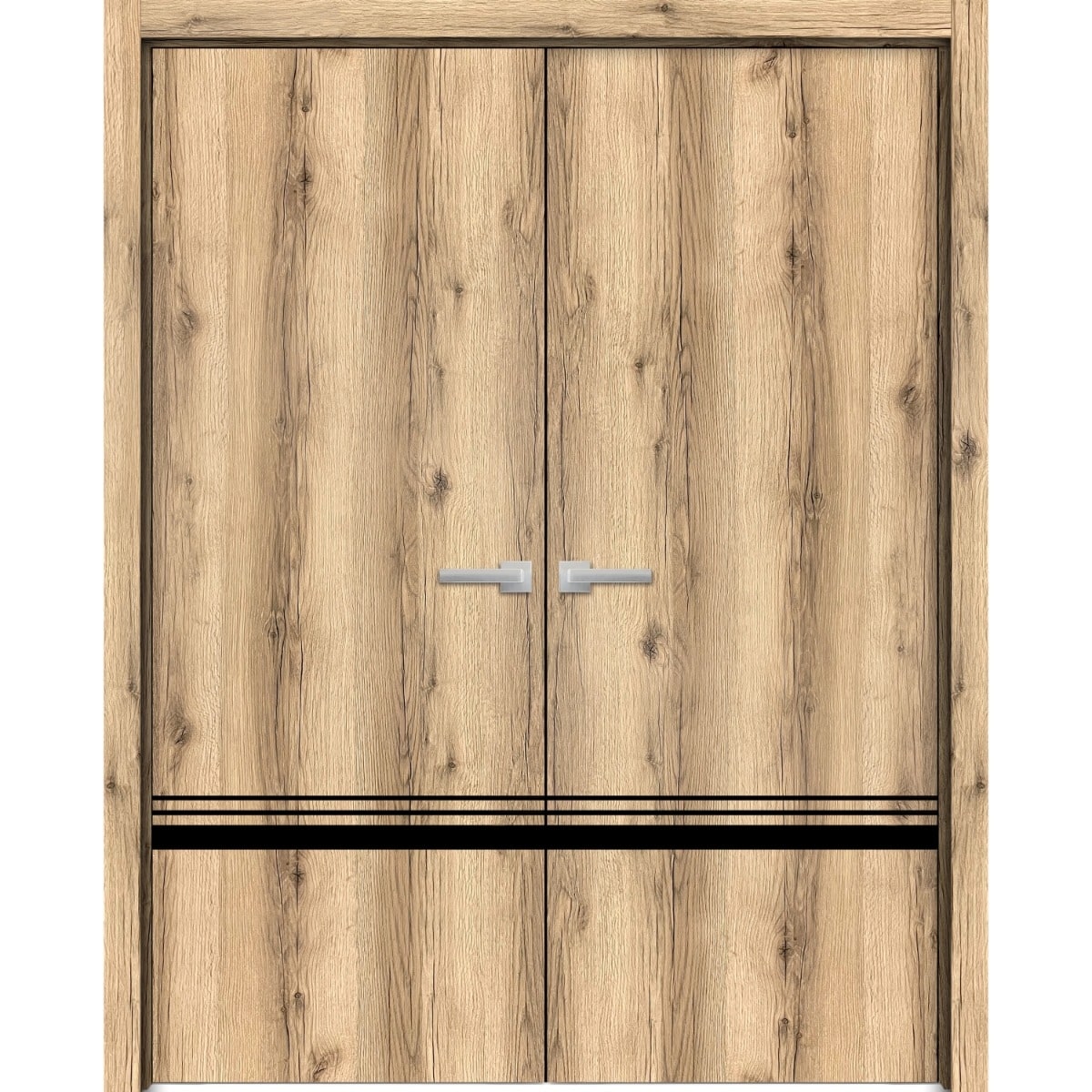 SartoDoors Planum 0012 | Interior French Doors Double French Door | Solid Wood | Hardware Set | 36x80, Oak Bedroom Door
