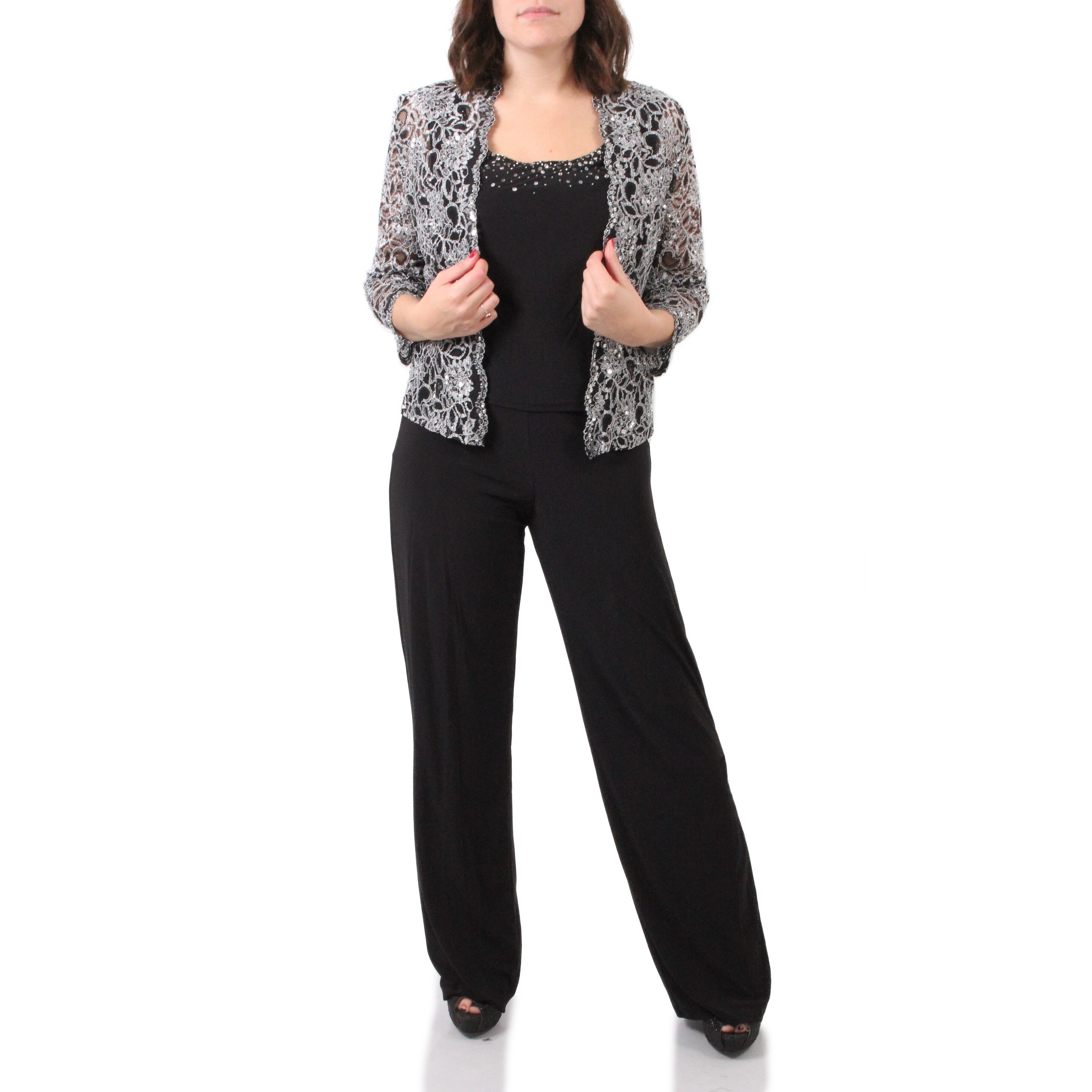 3 pc embellished chiffon pantsuit