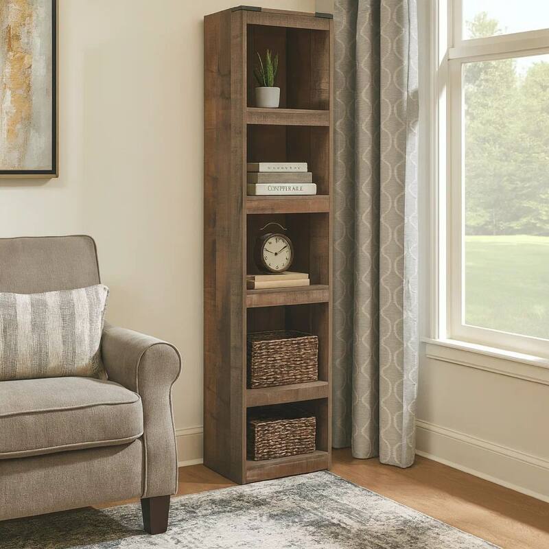 72 Inches 5 Compartment Wooden Pier with Metal Brackets, Brown