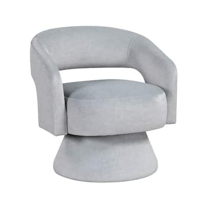 Lessa Swivel Accent Chair, Light Gray, Round Base, Soft Foam Cushion