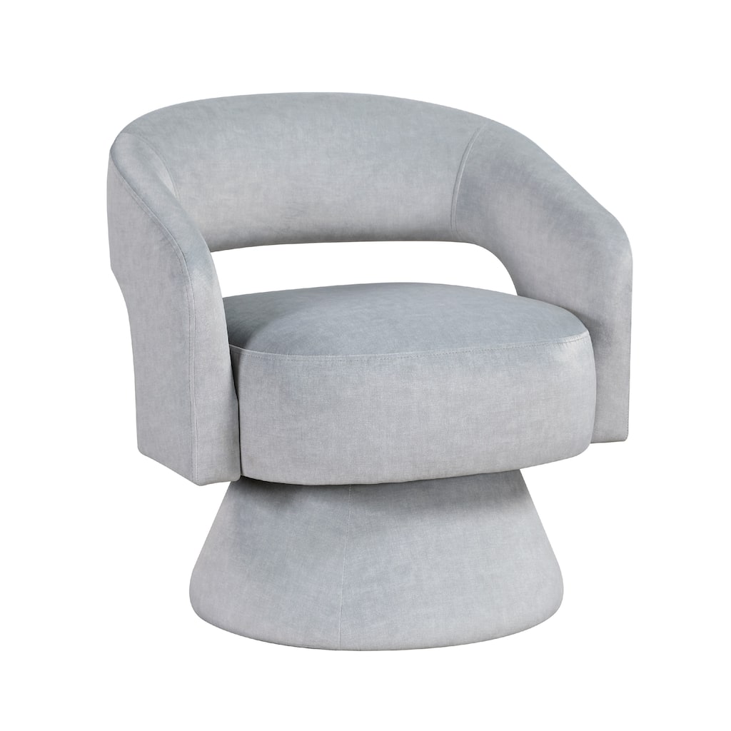 Lessa Swivel Accent Chair, Light Gray, Round Base, Soft Foam Cushion