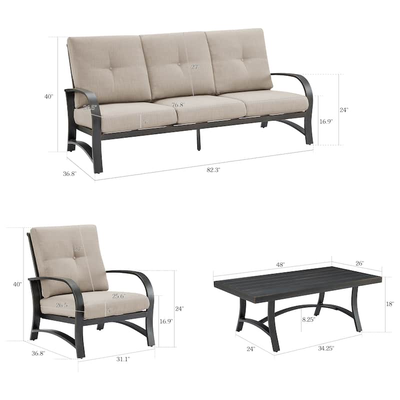Patio Outdoor 4 Pieces Furniture Sofa Set with Sunbrella Cushion