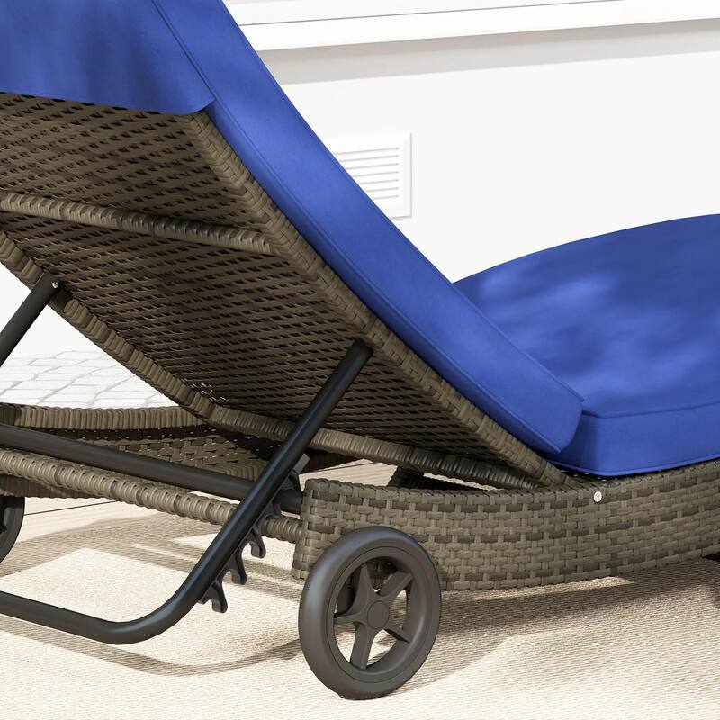 Foldable Chaise Lounge, 5-Level Adjustable Backrest, Breathable Mesh