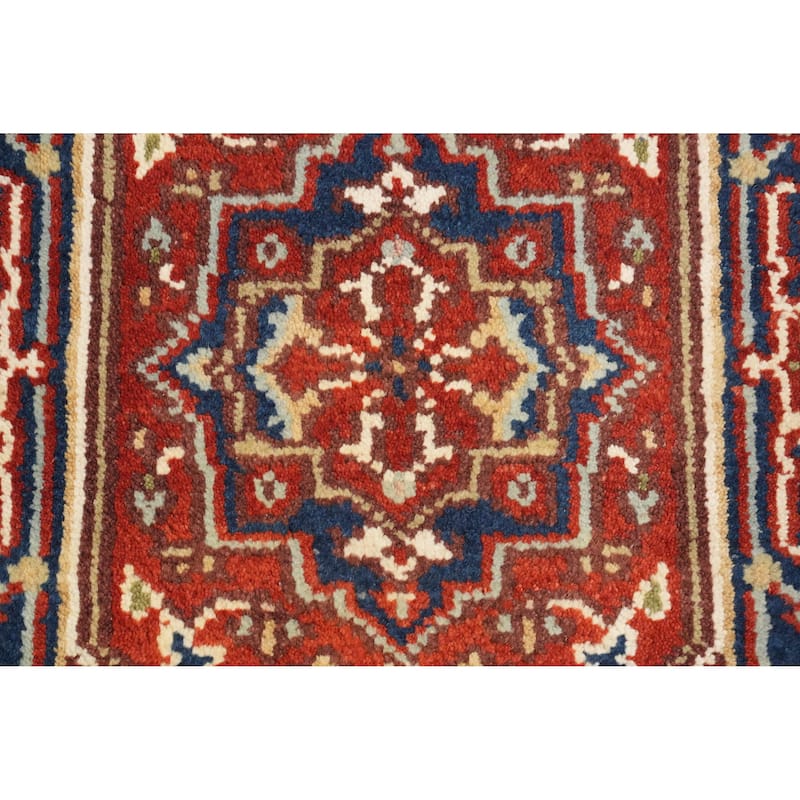 Hand Knotted Oriental 100% Wool Carpet Traditional Medallion Oranges & Rust Heriz (serapi) Area Rug - 3' 0'' X 2' 0''