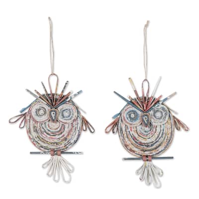 Novica Handmade Wise Guardians Recycled Paper Ornaments (Pair)