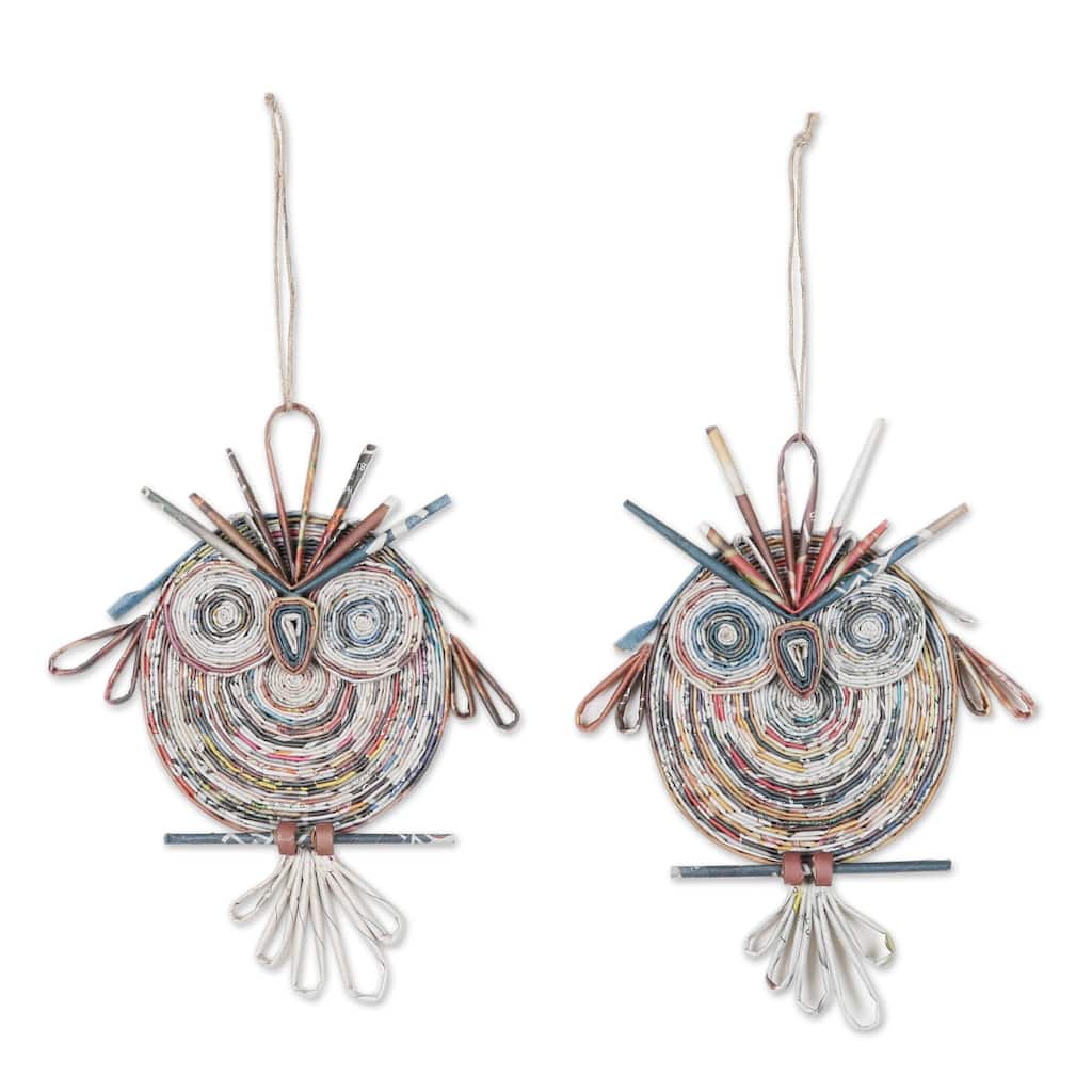 Novica Handmade Wise Guardians Recycled Paper Ornaments (Pair)
