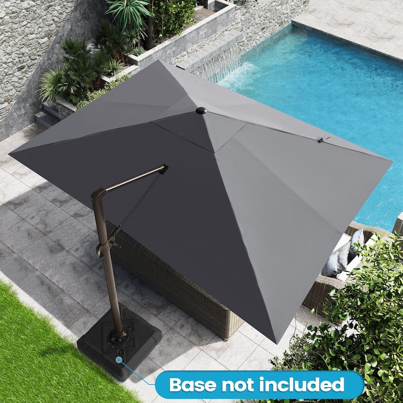 10 x 13 FT Luxury Outdoor Shade Canopy Patio Cantilever Offset Umbrella Aluminum with 360-degree Rotation