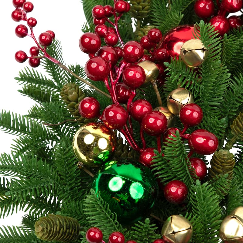 Pine with Ornaments and Berries Artificial Christmas Wreath - 24" - Unlit