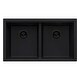 preview thumbnail 2 of 5, Ruvati 33 x 19 inch Granite Composite Quartz Undermount Low Divide Double Bowl Kitchen Sink - Midnight Black - RVG2385BK