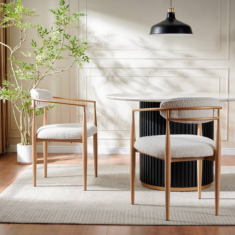 Morden Fort Modern Boucle Dining Chairs Armchair Set of 2