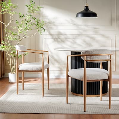 Morden Fort Modern Boucle Dining Chairs Armchair Set of 2