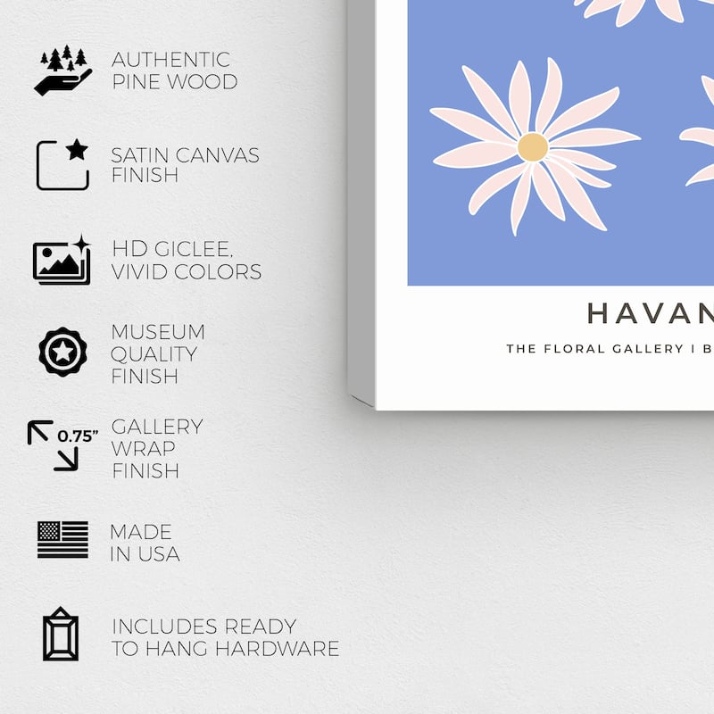 Wynwood Studio Canvas Floral and Botanical Flower Market Havana Blue and Modern & Contemporary Wall Art Canvas Print