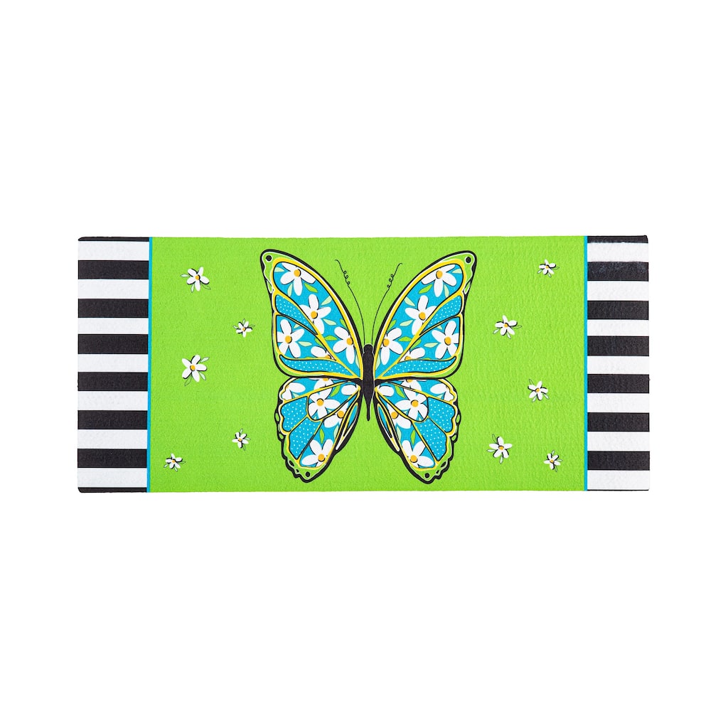 22 in. x 10 in. Floral Butterfly Welcome Sassafras Switch Mat