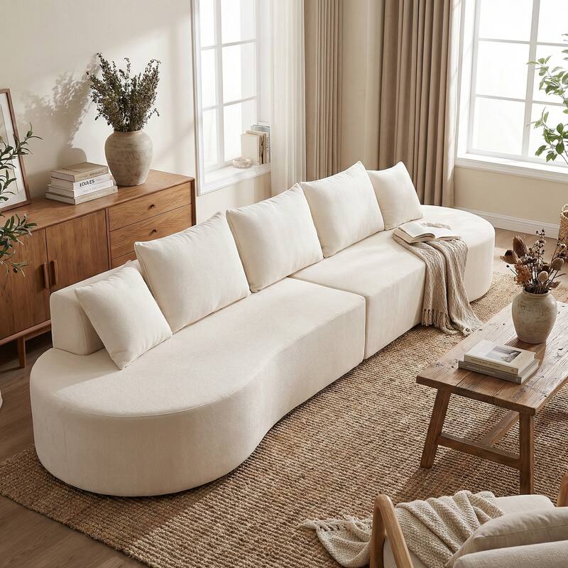 Christopher Knight Home - Curved Modular 138.6" Upholstered Sectional Sofa
